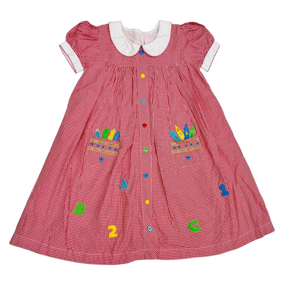 NWT Cotton Kids 6X Gingham ABC Dress